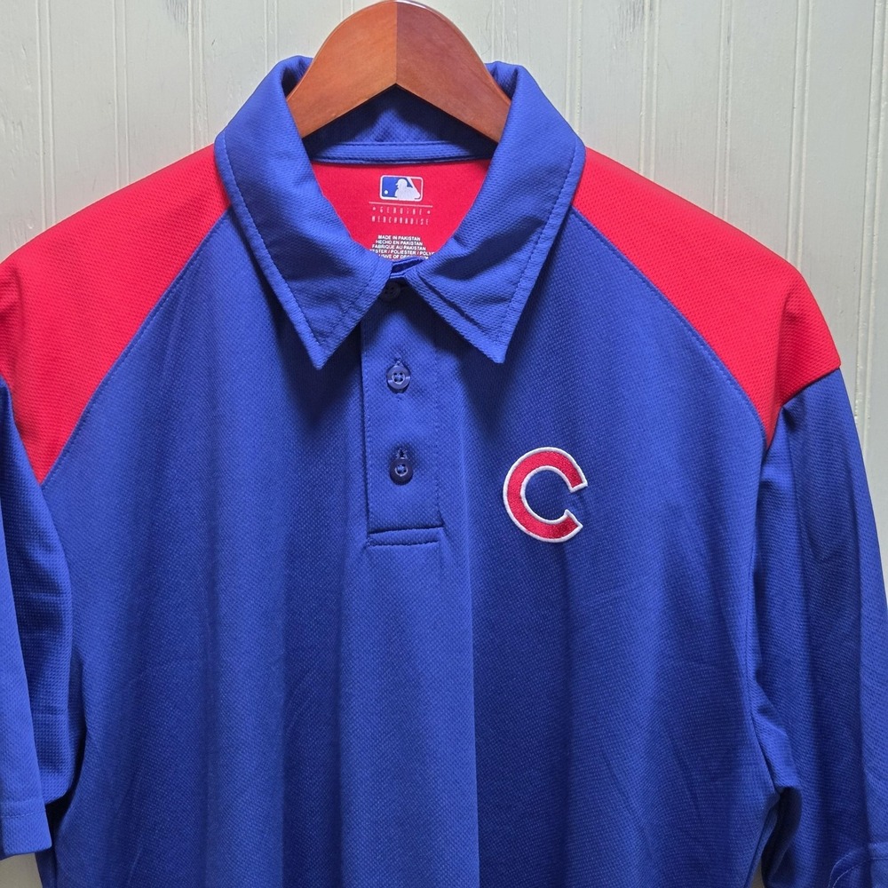 Chicago Cubs Polo Shirt Mens Large Blue MLB Baseball Genuine Merchandise Top